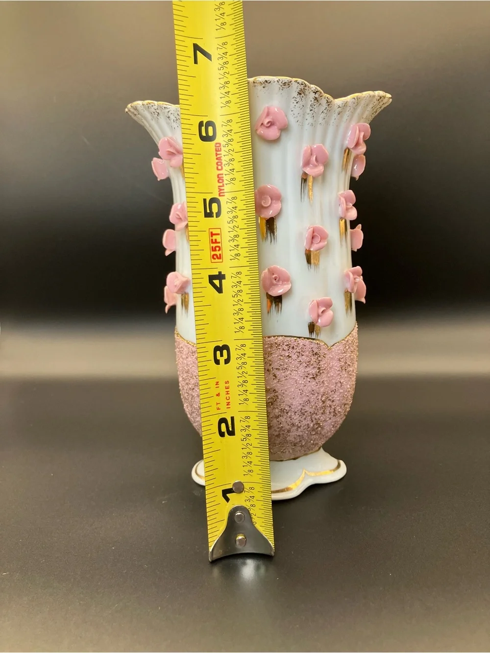Vintage Pink Floral Accent Vase